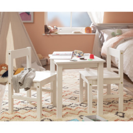 Argos Home Kids Scandinavia Wood Table & 2 Chairs - White - thumbnail 1
