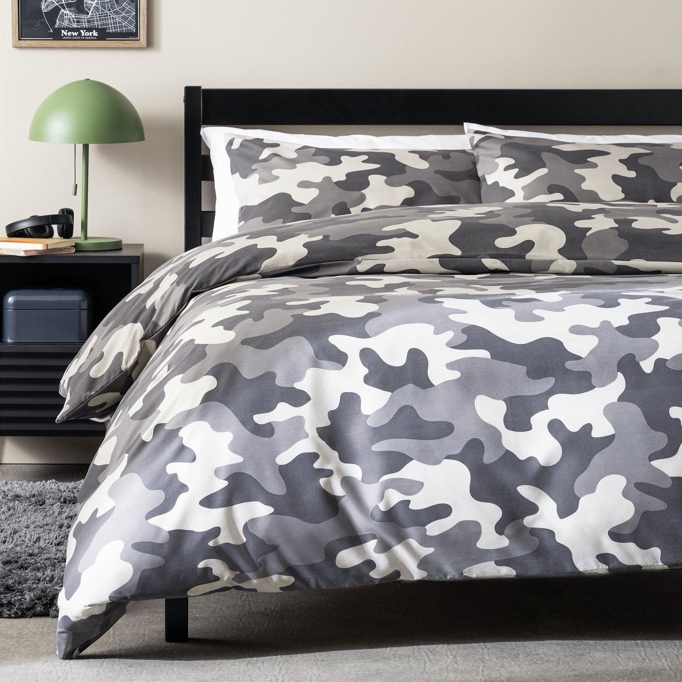 Argos Home Camo Grey Kids Bedding Set - Double - image 1