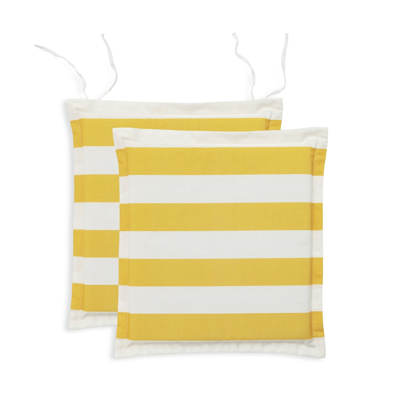 Habitat Pack of 2 Stripe Garden Chair Cushions - Yellow - image 1