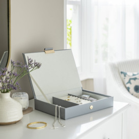 Argos Home Grey Faux Leather Mini Lift Top Jewellery Box - thumbnail 2