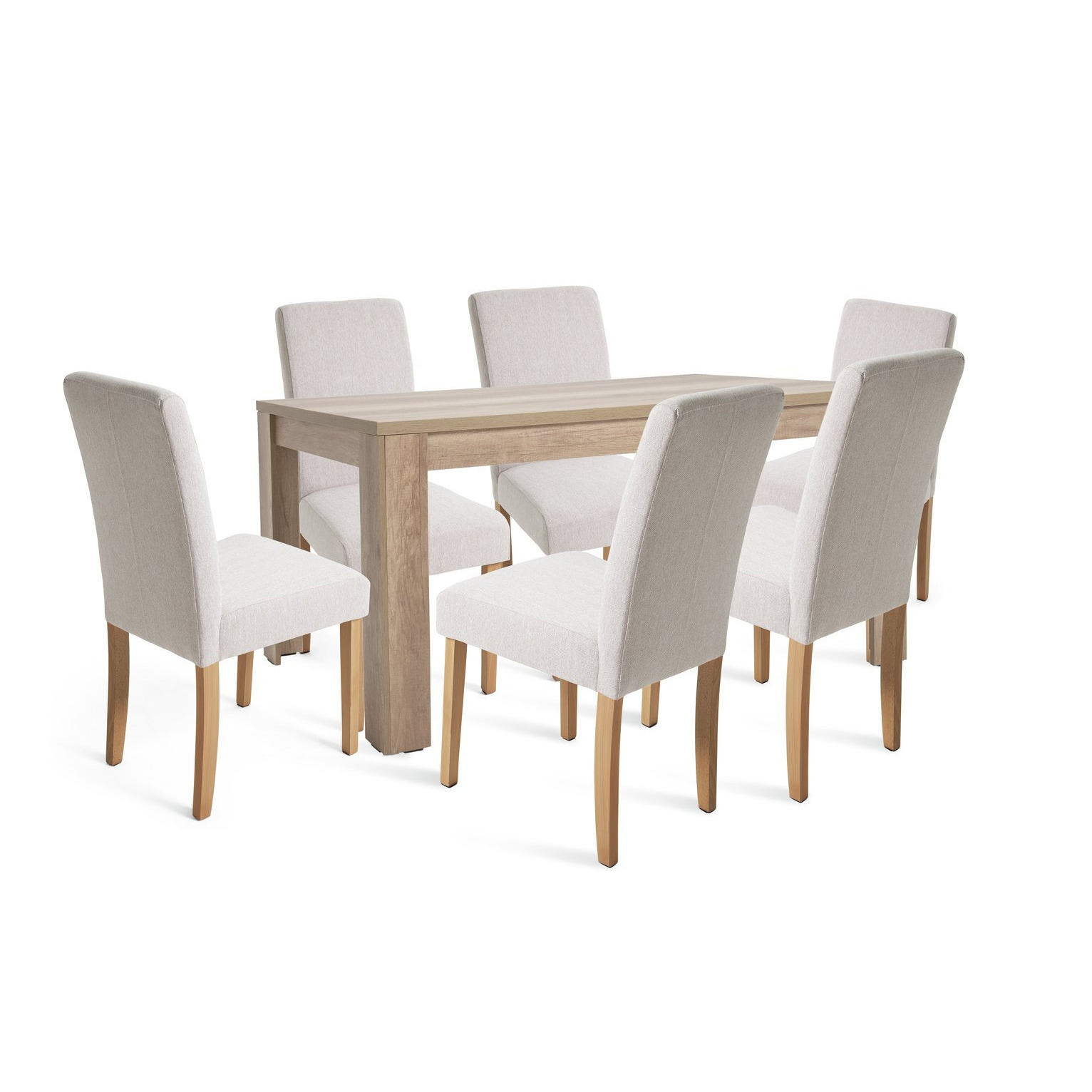 Argos Home Preston Dining Table & 6 Cream Chairs - image 1