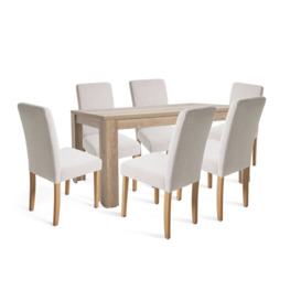 Argos Home Preston Dining Table & 6 Cream Chairs - thumbnail 1