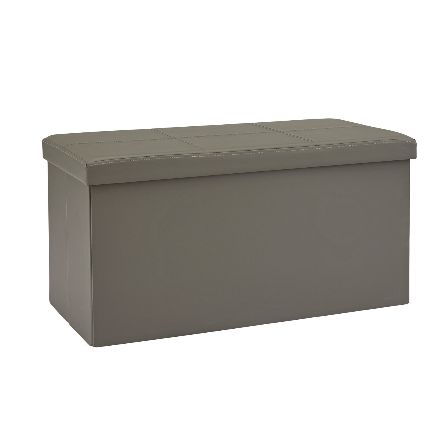 Argos Home Large Faux Leather Ottoman - Grey - image 1