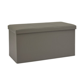 Argos Home Large Faux Leather Ottoman - Grey