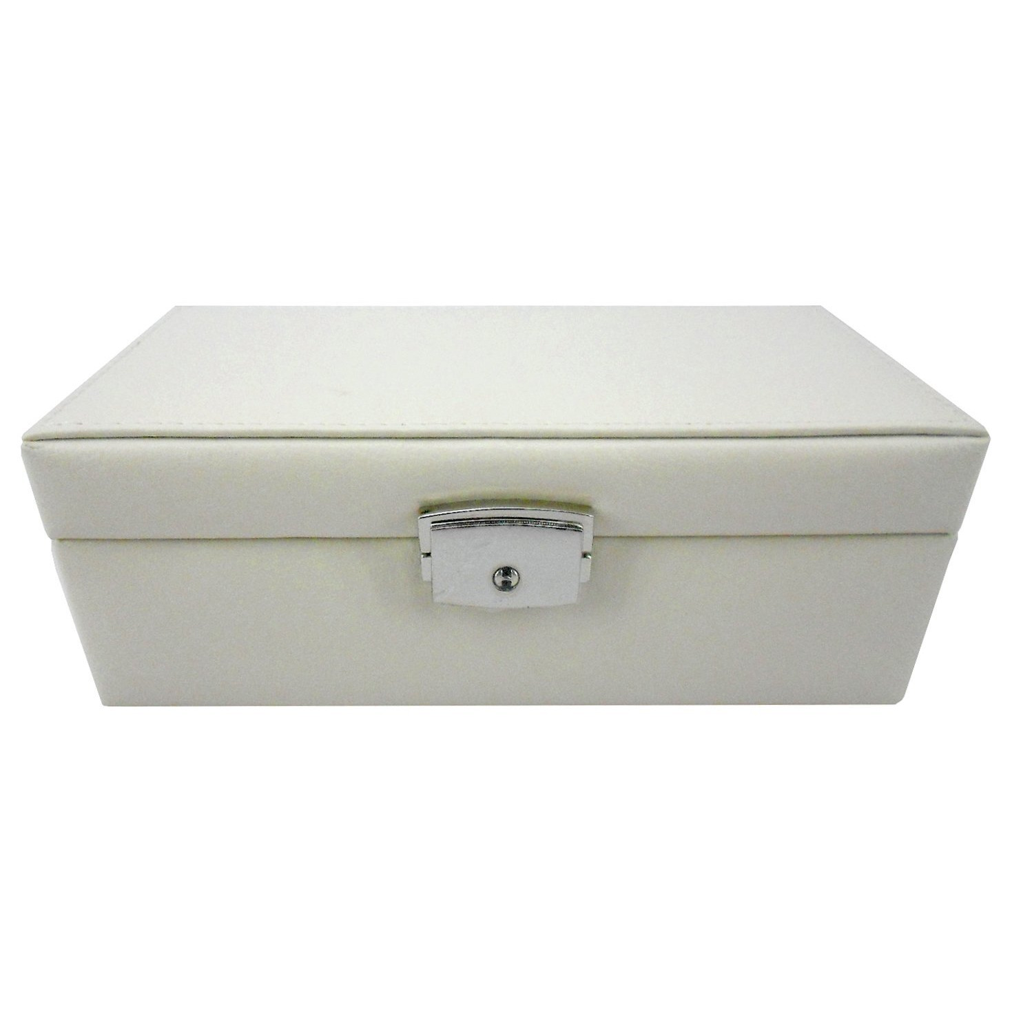 Cream Faux Leather Jewellery Box with Lock - image 1