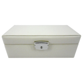 Cream Faux Leather Jewellery Box with Lock - thumbnail 1