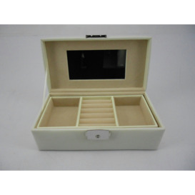 Cream Faux Leather Jewellery Box with Lock - thumbnail 2