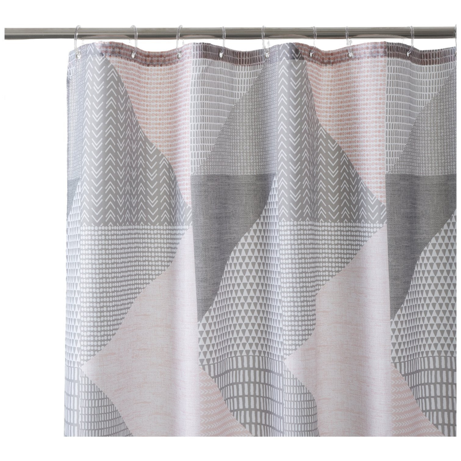 Catherine Lansfield Larsson Geo Shower Curtain - Pink - image 1