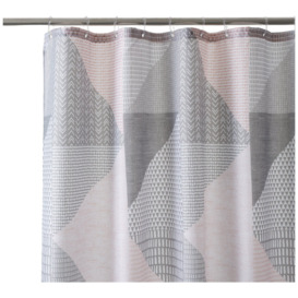 Catherine Lansfield Larsson Geo Shower Curtain - Pink - thumbnail 1