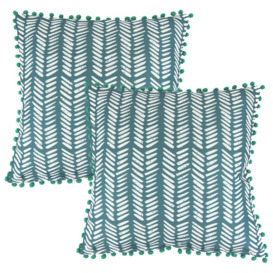 Streetwize Teal Fern Outdoor Cushions - Pack of 4 - thumbnail 1