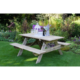 Forest Garden 4 Seater Wooden Picnic Table - thumbnail 2