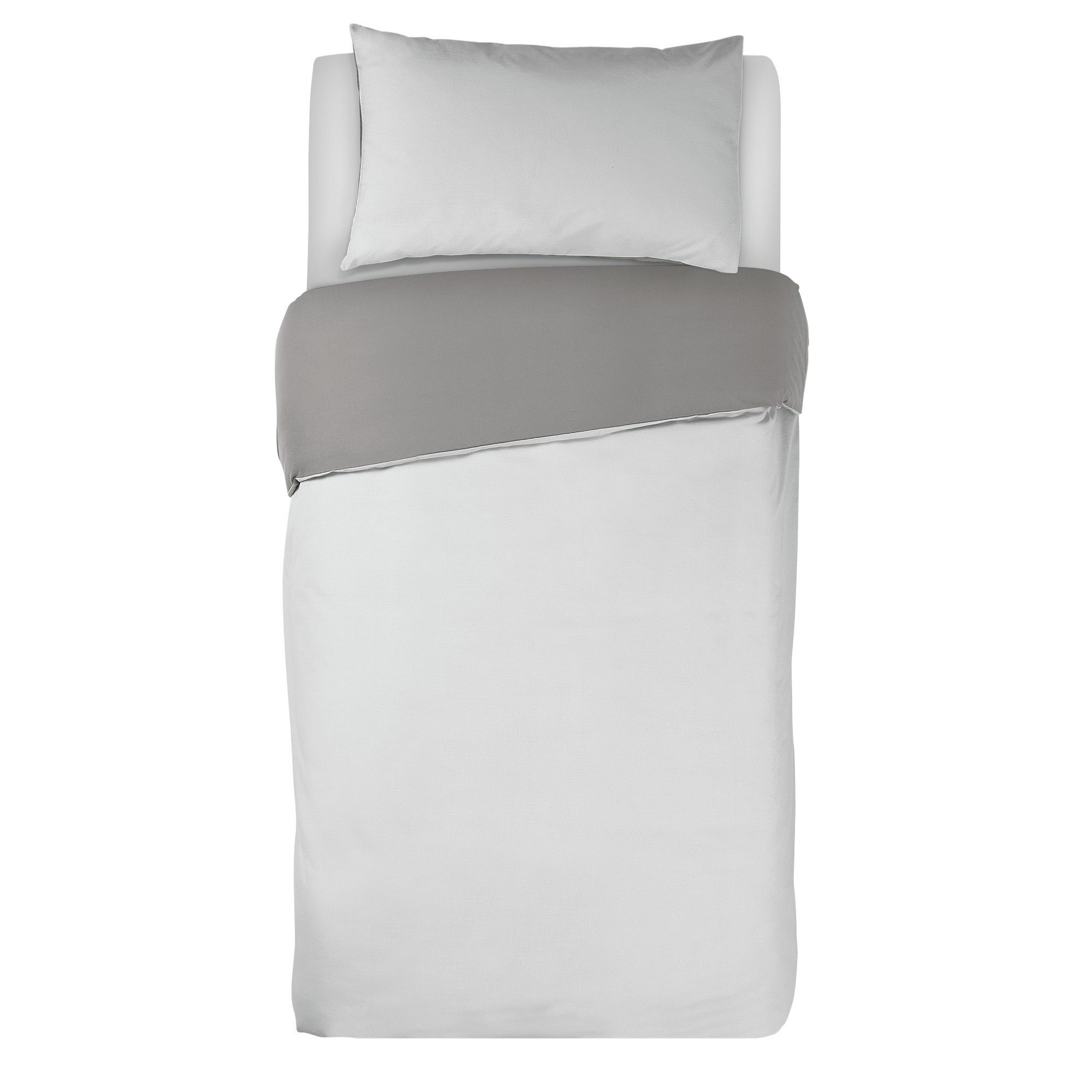 Habitat Easycare Two Tone White & Grey Bedding Set - Single - image 1