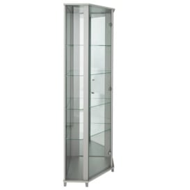 Argos Home 1 Glass Dr Corner Display Cabinet - Silver Effect - thumbnail 1