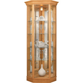 Argos Home Glass Corner Display Cabinet - Light Oak - thumbnail 1