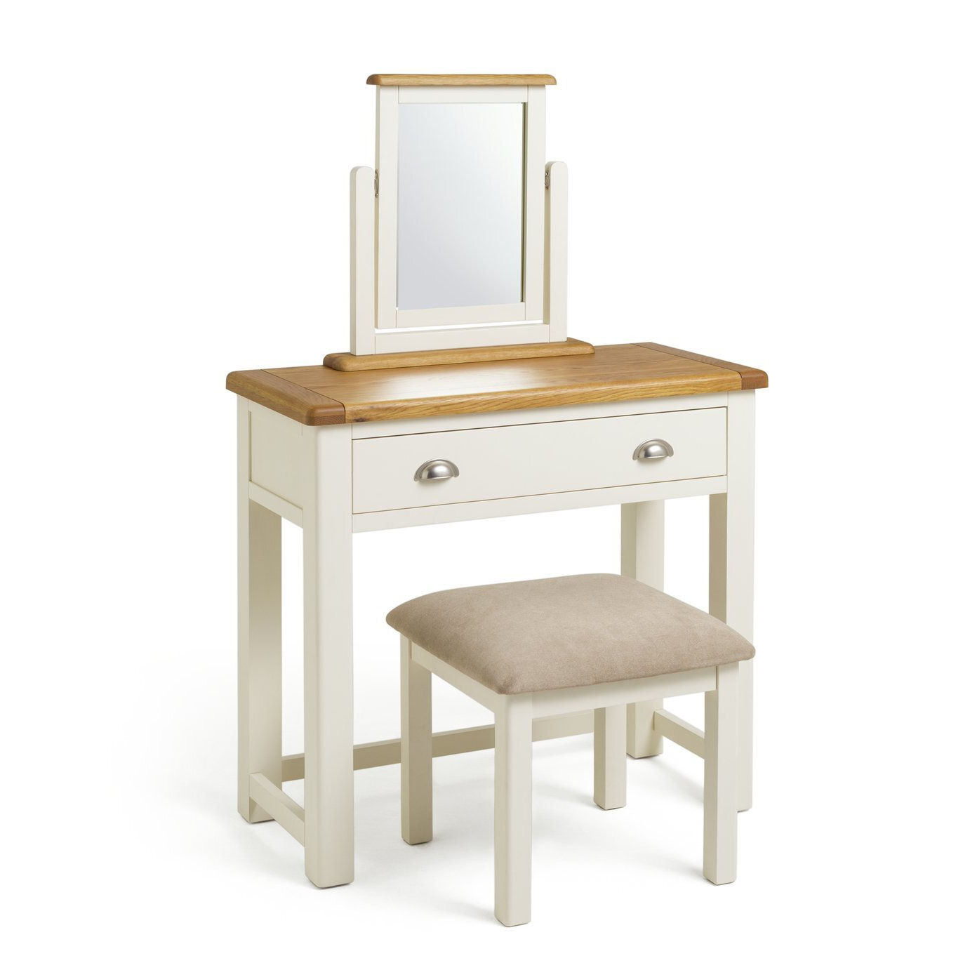 Habitat Kent Dressing Table, Stool Mirror - Cream/Oak - image 1