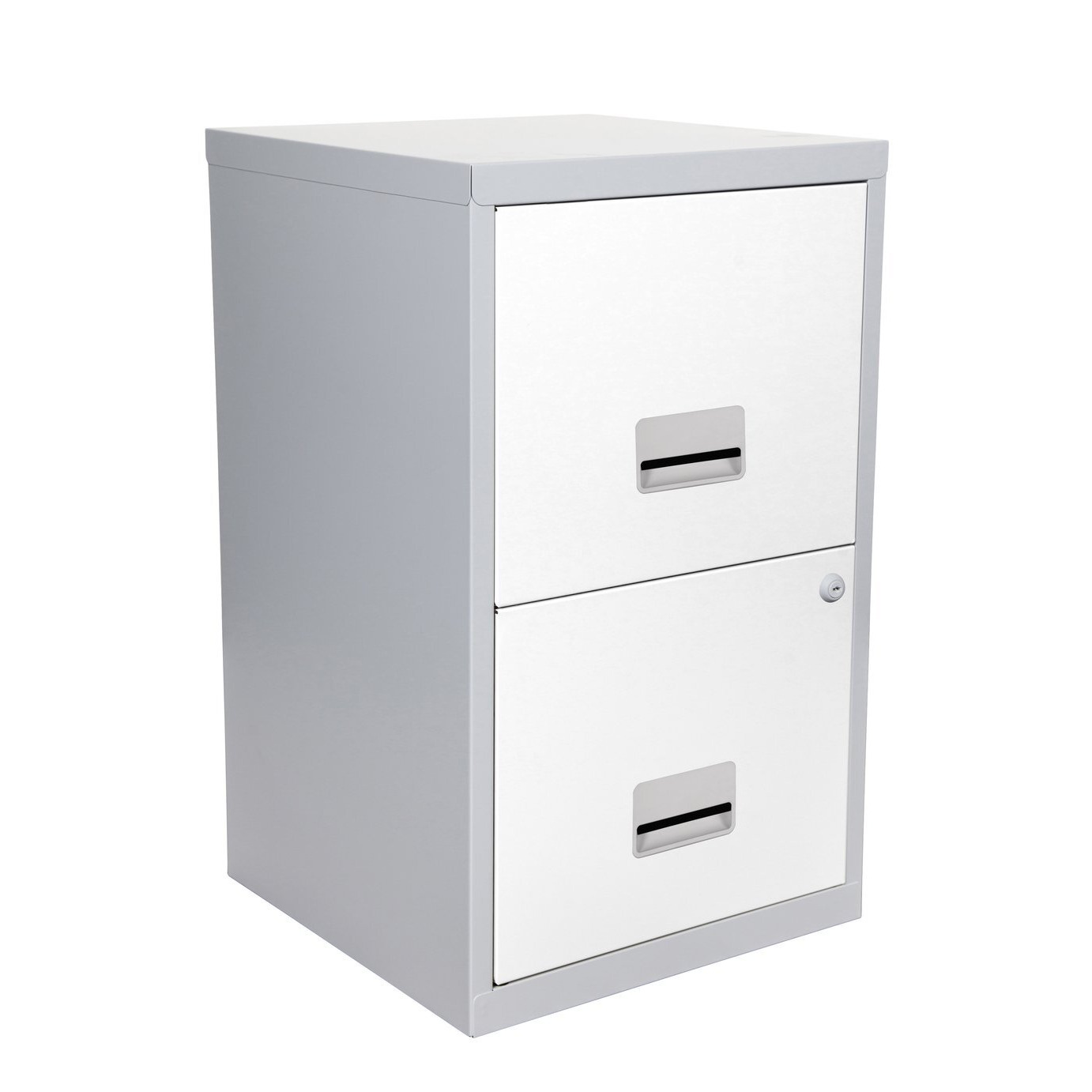Pierre Henry 2 Drawer Metal Filing Cabinet - Silver & White - image 1