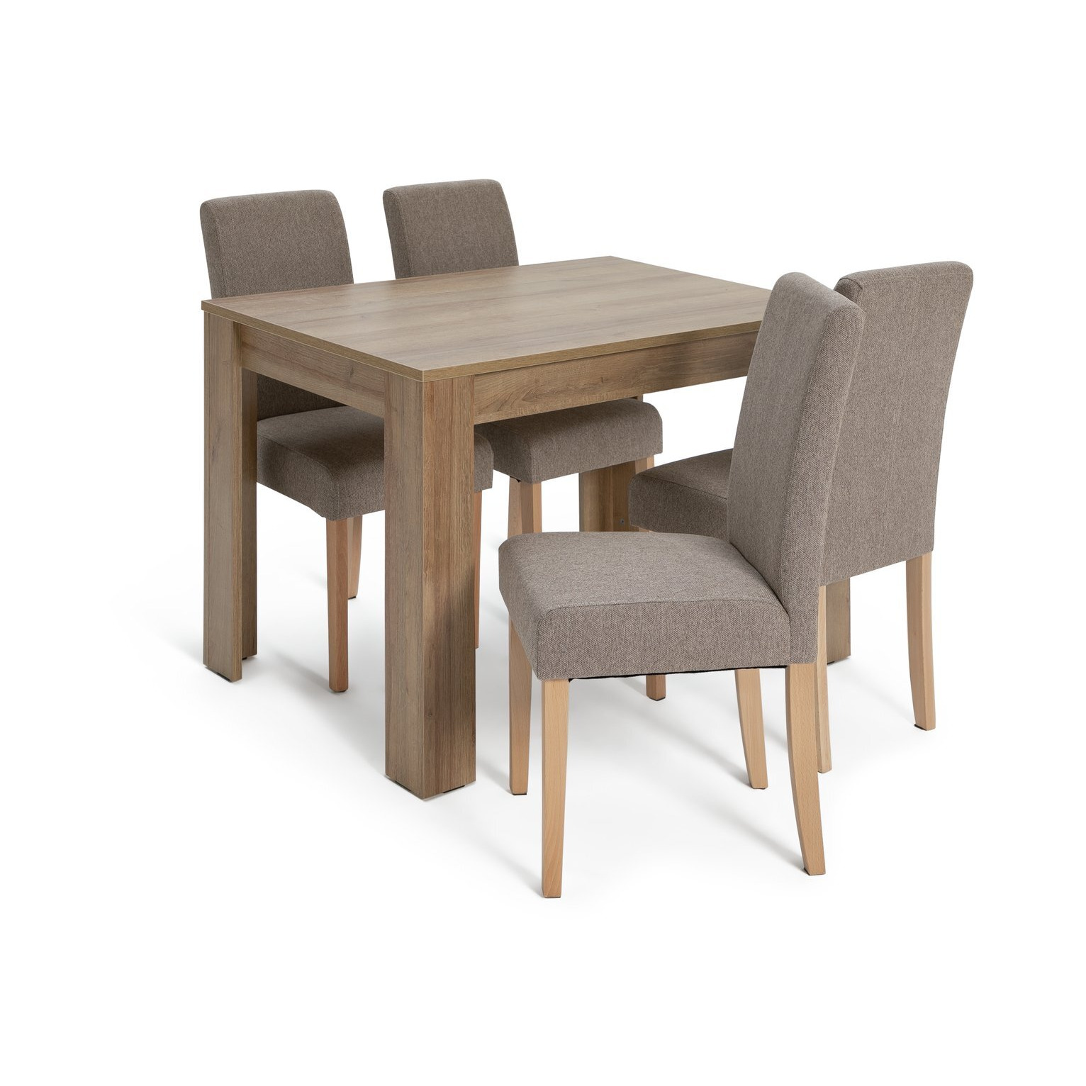 Argos Home Miami Wood Effect Dining Table & 4 Brown Chairs - image 1