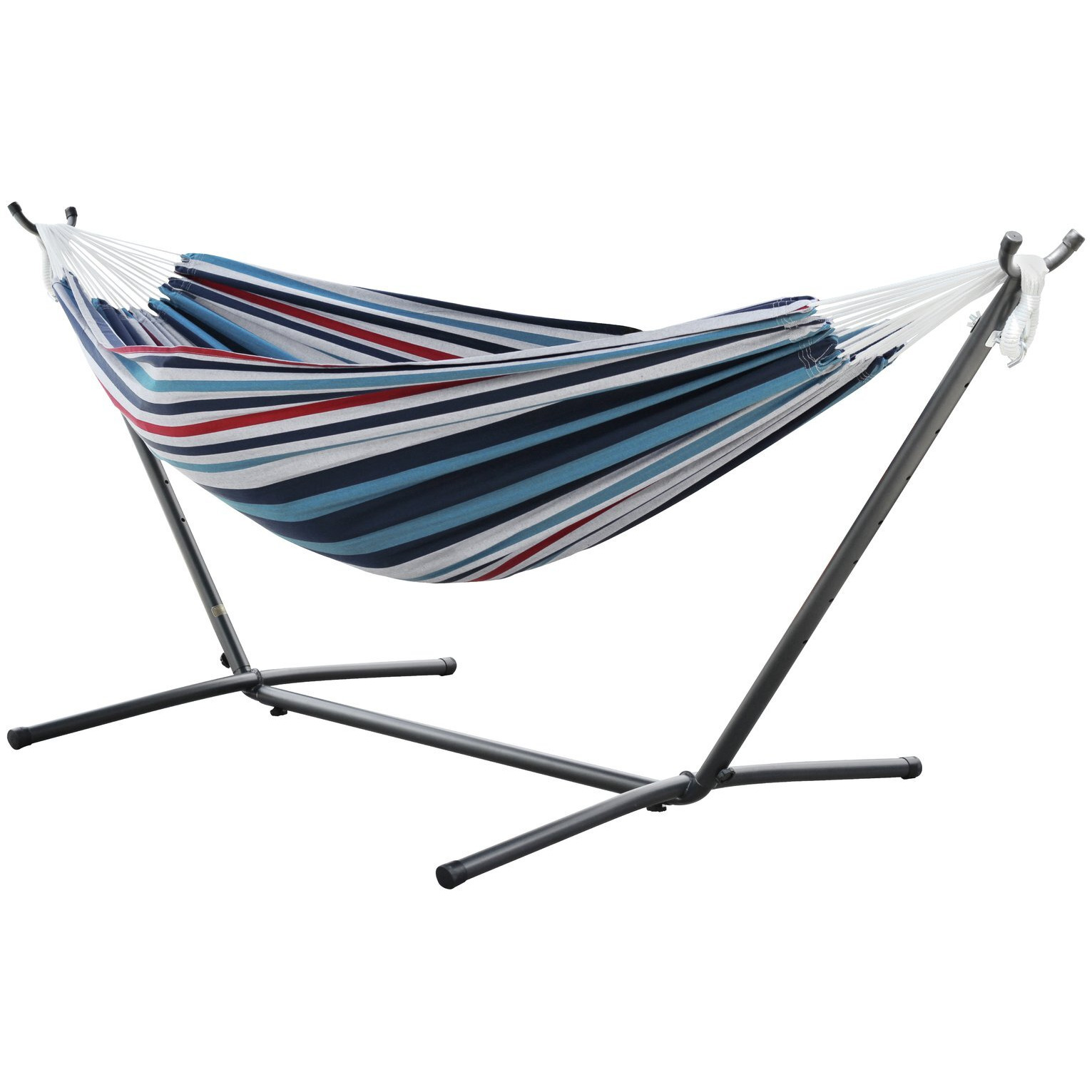 Vivere Denim Double Hammock with Metal Stand - image 1