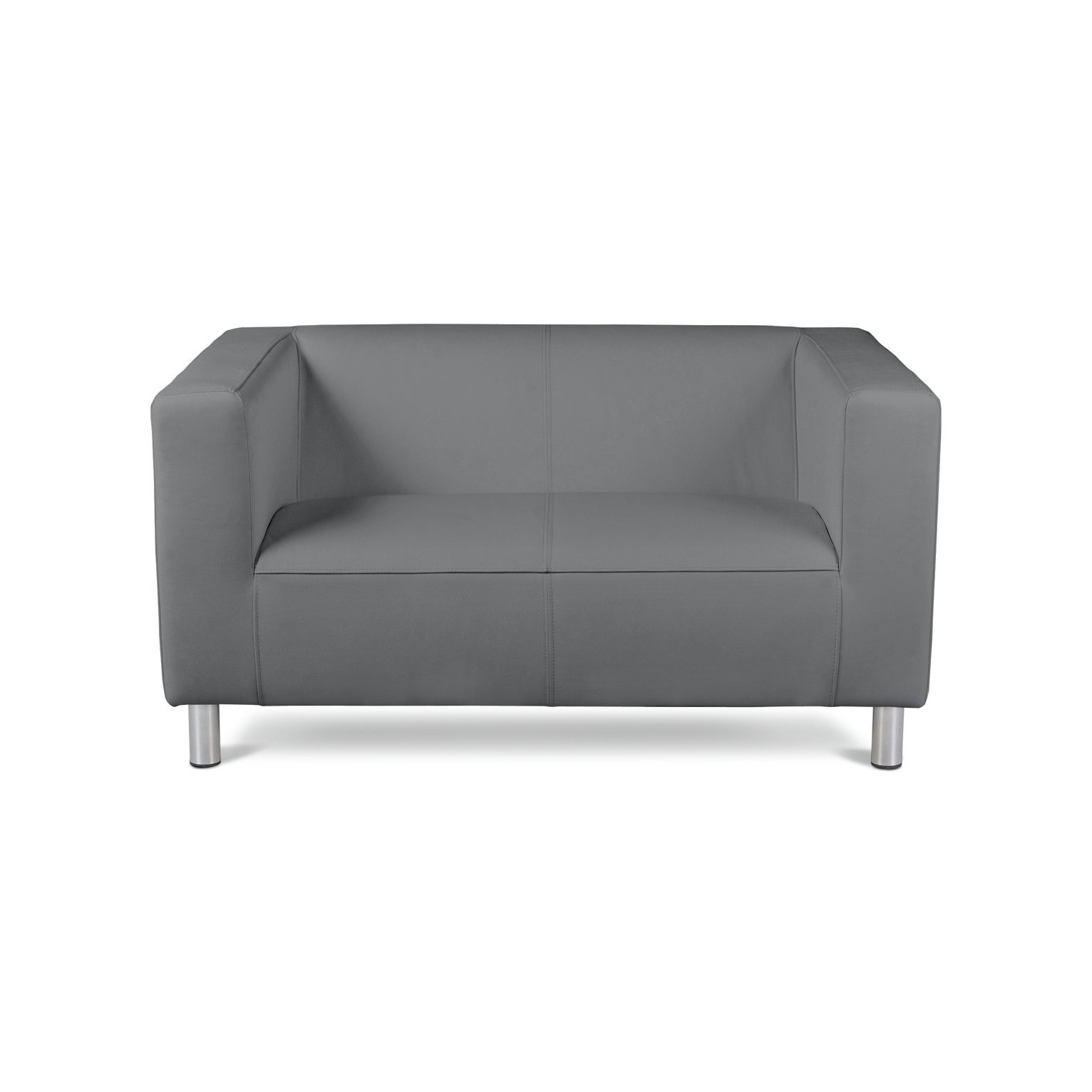 Argos Home Moda Small Faux Leather 2 Seater Sofa - Grey - image 1