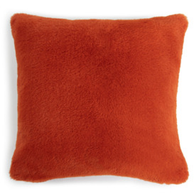 Habitat Plain Faux Fur Cushion - Burnt Orange - 43X43cm - thumbnail 1