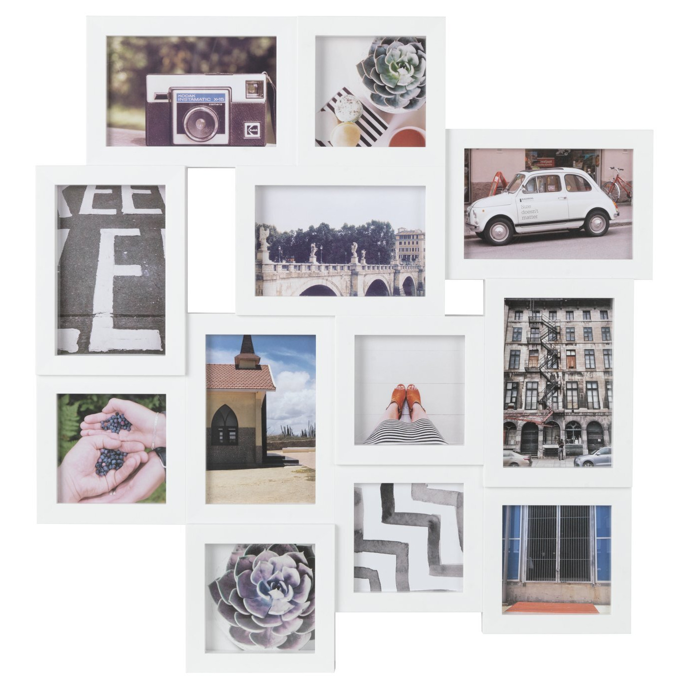 Argos Home 12 Aperture Photo Frame - White - 55x52cm