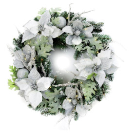Premier Decorations Pre lit Poinsettia Christmas Wreath - thumbnail 2