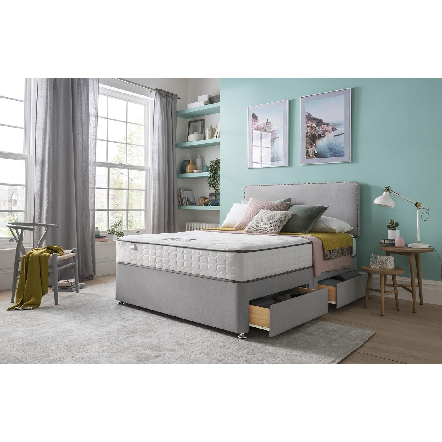 Silentnight Comfort Small Double 2 Drawer Divan Bed - Grey