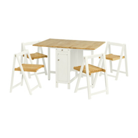 Julian Bowen Savoy Dining Table & 4 Chairs - White & Natural - thumbnail 1