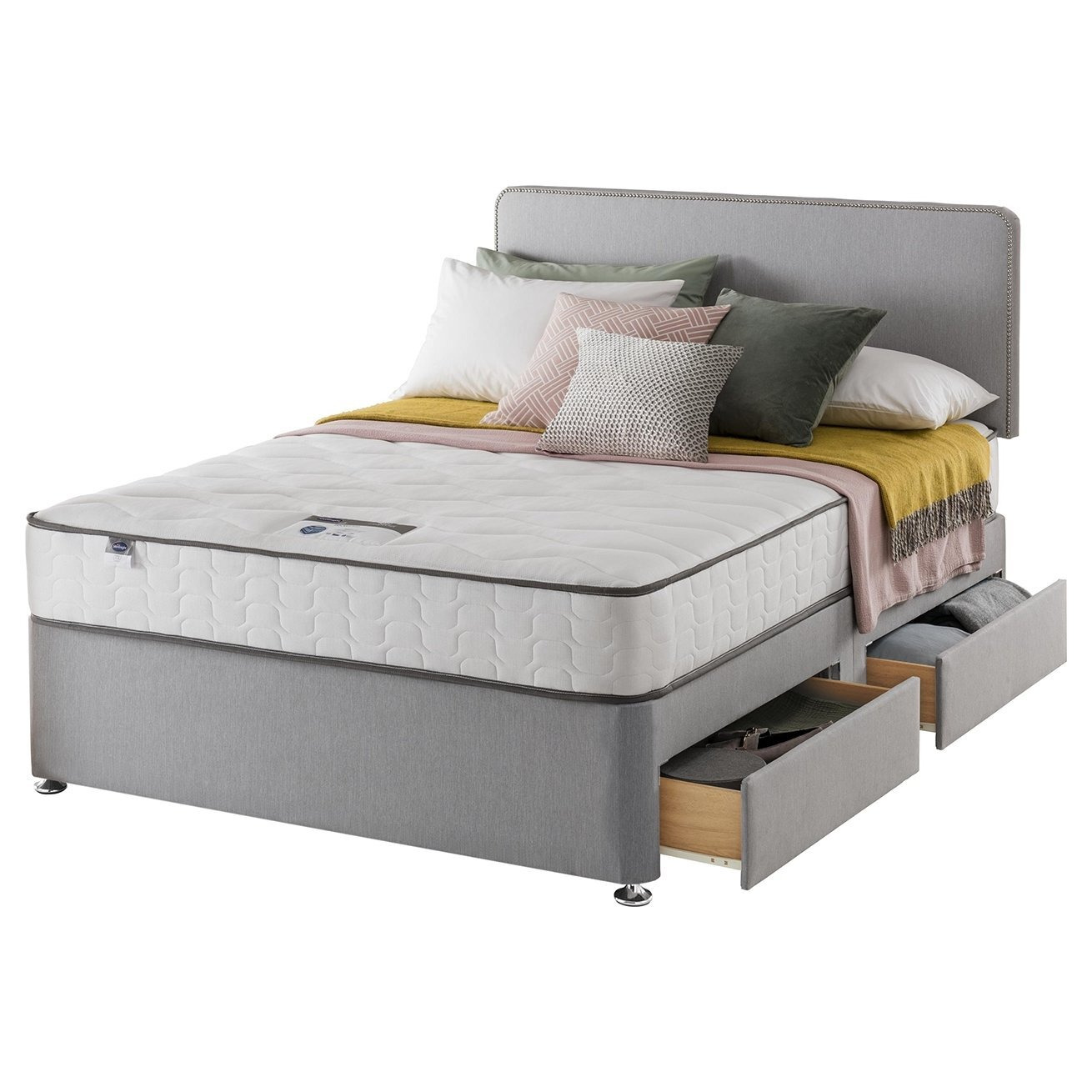 Silentnight Pavia Small Double 4 Drawer Divan Bed - Grey - image 1