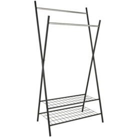 Argos Home X-Frame Clothes Rail with Shelves - Black