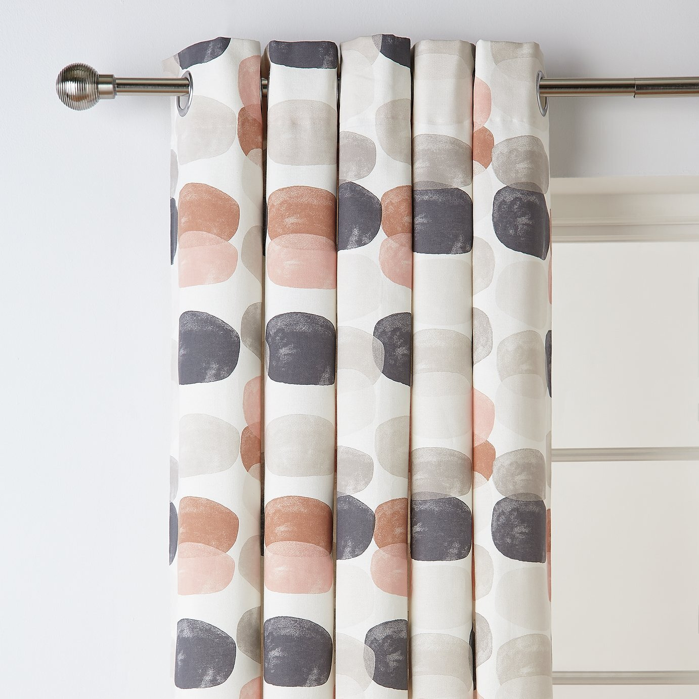 Habitat Abstraction Pebble Fully Lined Eyelet Curtains-Multi - image 1