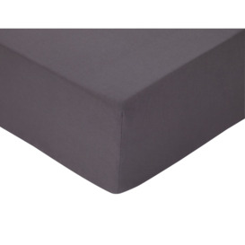 Habitat Brushed Cotton Plain Charcoal Fitted Sheet-Double