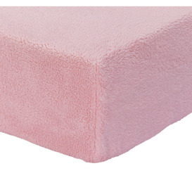 Argos Home Fleece Pale Pink Fitted Sheet - Double - thumbnail 1