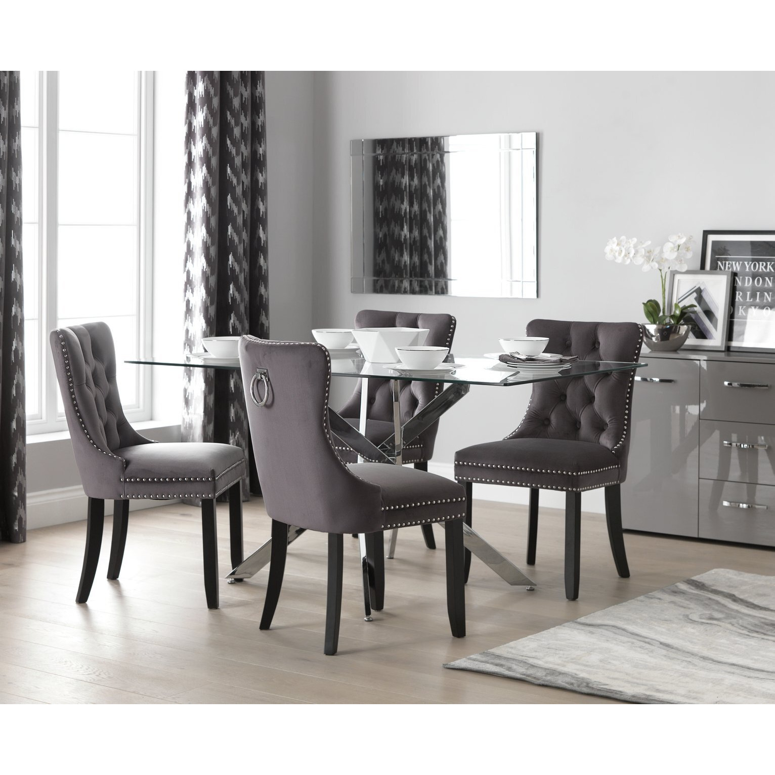 Argos Home Blake Dining Table & 4 Princess Chairs - Charcoal - image 1