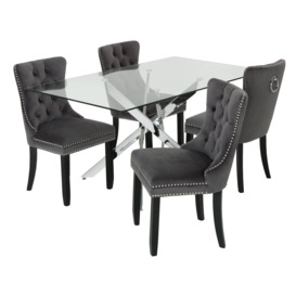 Argos Home Blake Dining Table & 4 Princess Chairs - Charcoal - thumbnail 2