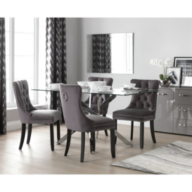 Argos Home Blake Dining Table & 4 Princess Chairs - Charcoal - thumbnail 1