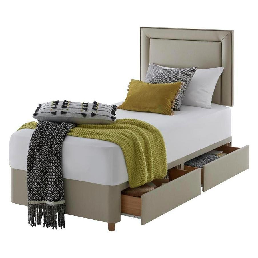 Silentnight Toulouse Single 2 Drawer Divan Set - Sandstone - image 1