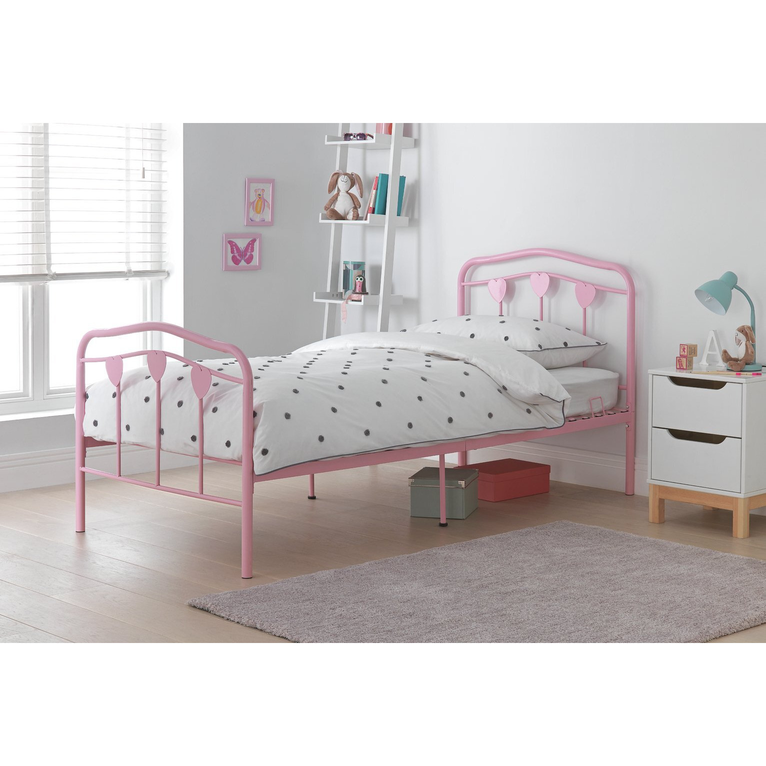 Argos Home Hearts Single Metal Bed Frame - Pink - image 1