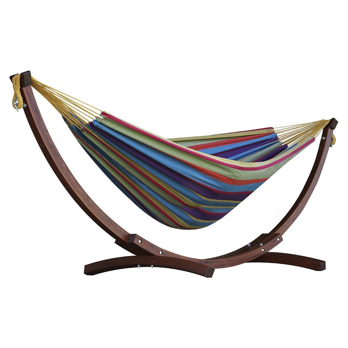 Vivere Tropical Double Hammock with Wooden Stand - image 1
