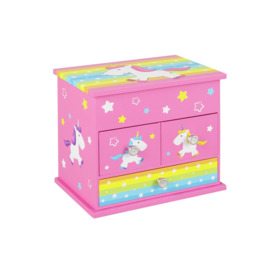 Mele Unicorn Jewellery Box with 3 Drawers