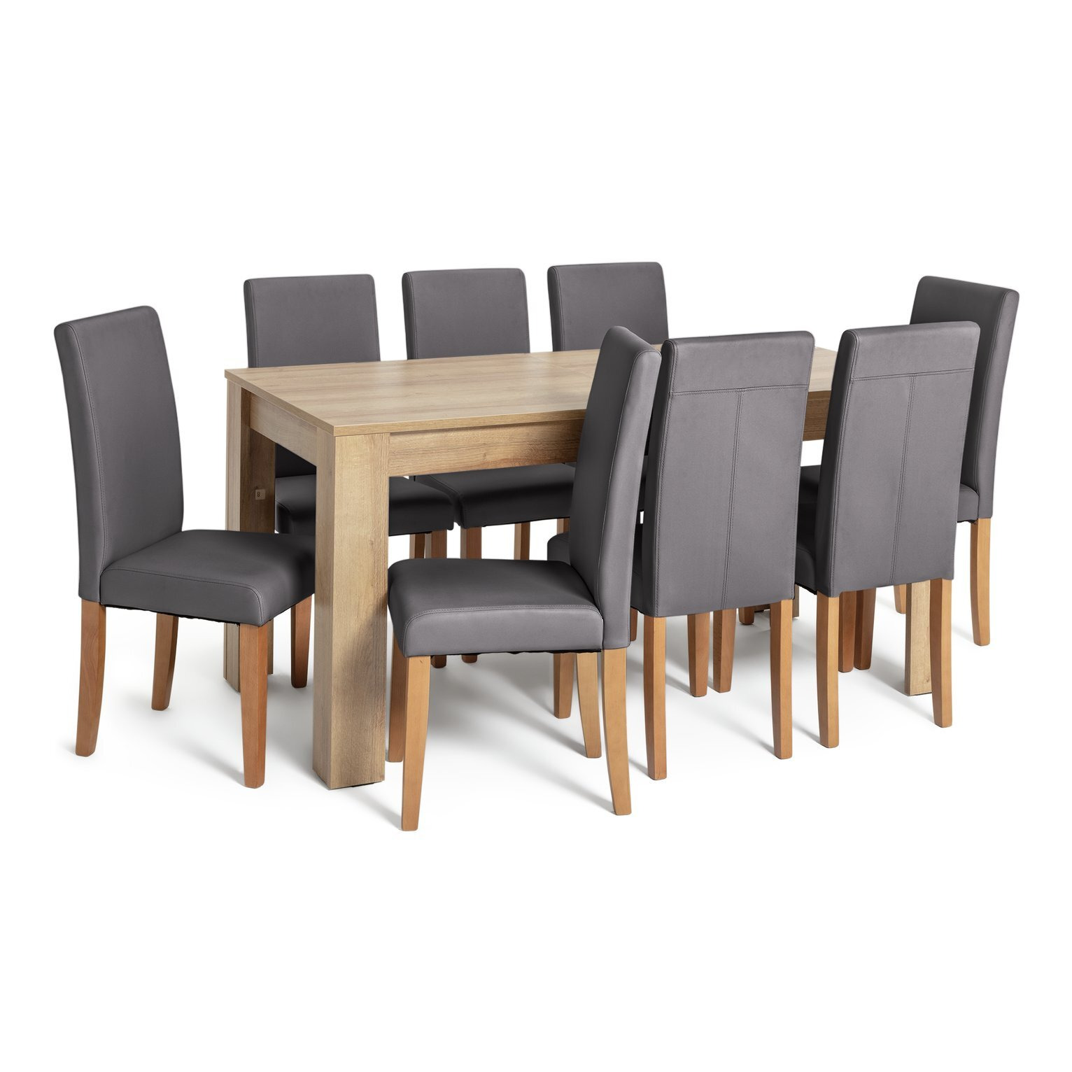Argos Home Miami XL Extending Table & 8 Charcoal Chairs - image 1