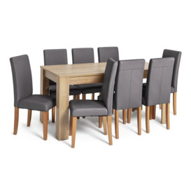 Argos Home Miami XL Extending Table & 8 Charcoal Chairs - thumbnail 1