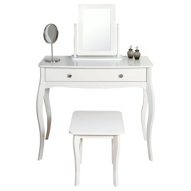 Amelie Dressing Table, Mirror and Stool - White - thumbnail 1