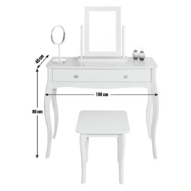 Amelie Dressing Table, Mirror and Stool - White - thumbnail 2
