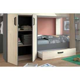 Parisot Bunk Bed with Storage and Mattress - Oak and Grey - thumbnail 2
