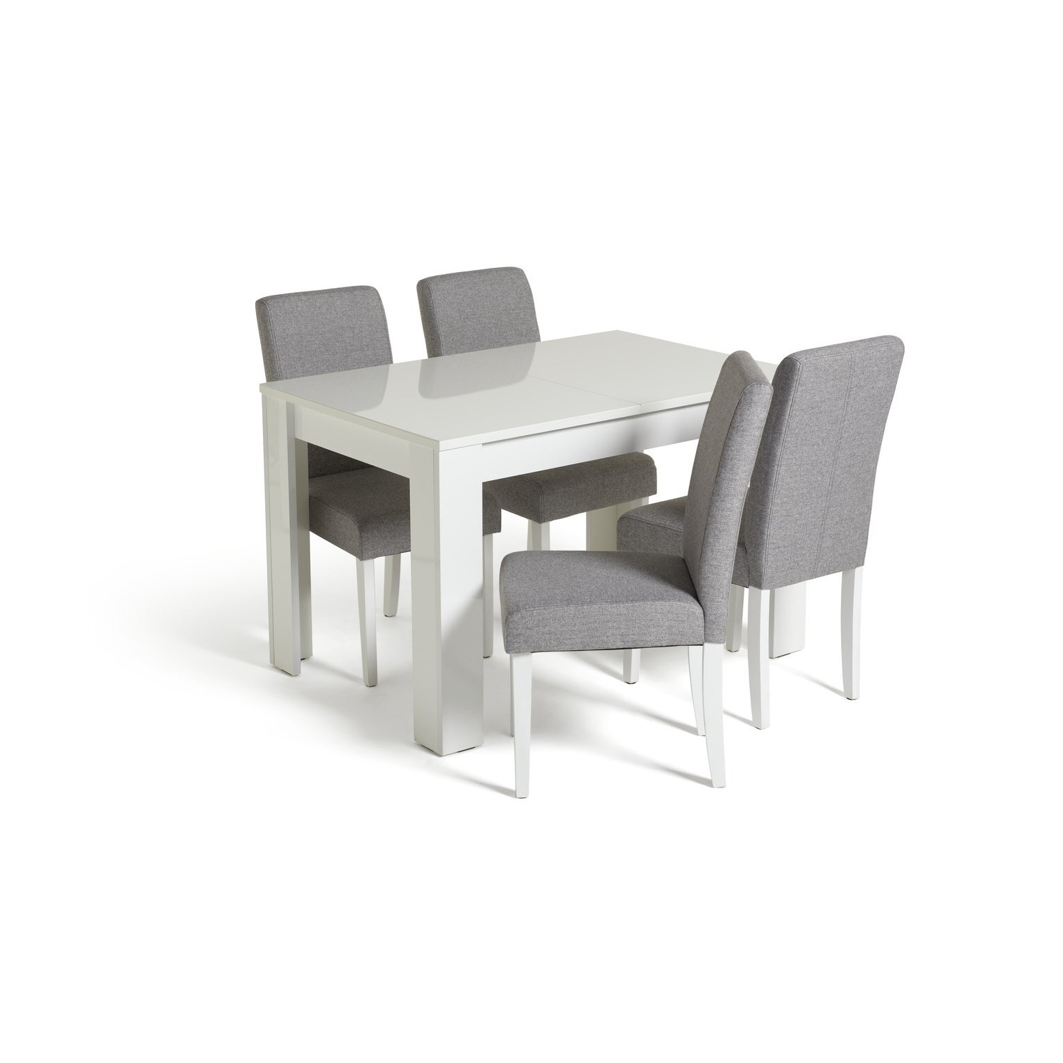 Argos Home Miami Gloss Extending Table & 4 Tweed Chair -Grey - image 1