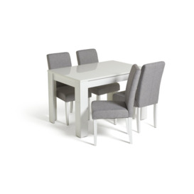 Argos Home Miami Gloss Extending Table & 4 Tweed Chair -Grey - thumbnail 1