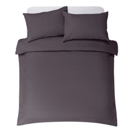 Argos Home Brushed Cotton Plain Charcoal Bedding Set -Double - thumbnail 1