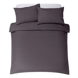 Argos Home Brushed Cotton Plain Charcoal Bedding Set -Double