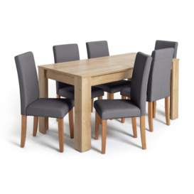Argos Home Miami XL Extending Table & 6 Charcoal Chairs - thumbnail 1